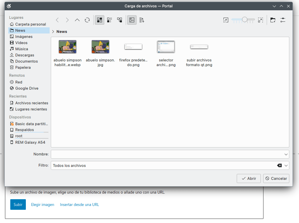Aquí te digo cómo puedes predeterminar el selector de archivos Qt/KDE en Firefox