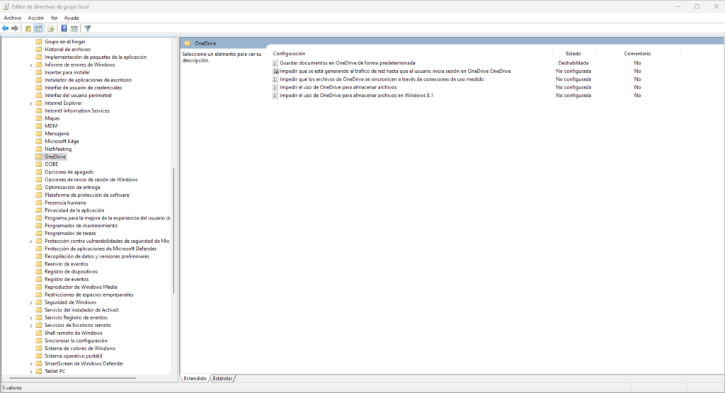 Si no utilizas OneDrive, resulkta muy conveniente optimizar dicha regla en gpedit