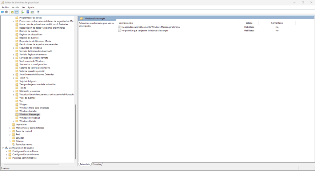Windows messenger sigue activo a pesar de que ya no existe. Deshabilitalo en gpedit para optimizar la experiencia en Windows