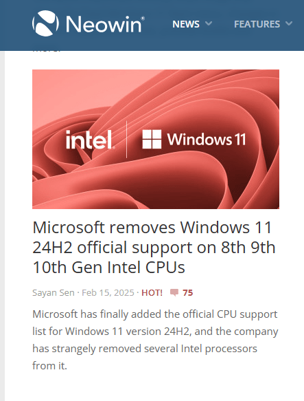 ¿Es cierto que Windows 11 24H2 no soportará oficialmente CPU anteriores a la gen11? FALSO, y aquí indagamos sobre ello