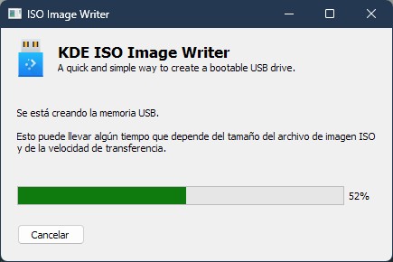 Crear instalación de KDE Neon con ISO Image Writer en Windows 11