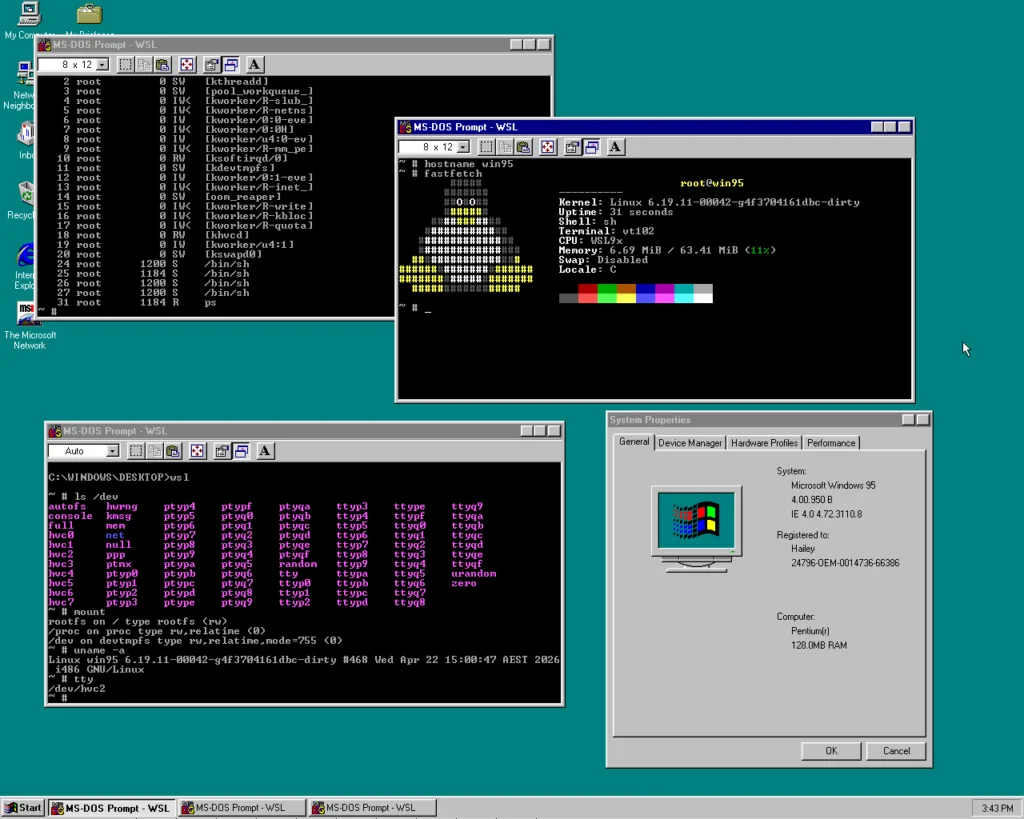 Se lanza la herramienta WSL9x con la que se puede correr versiones recientes de Linux en Windows 9x sin necesidad de virtualización por hardware.