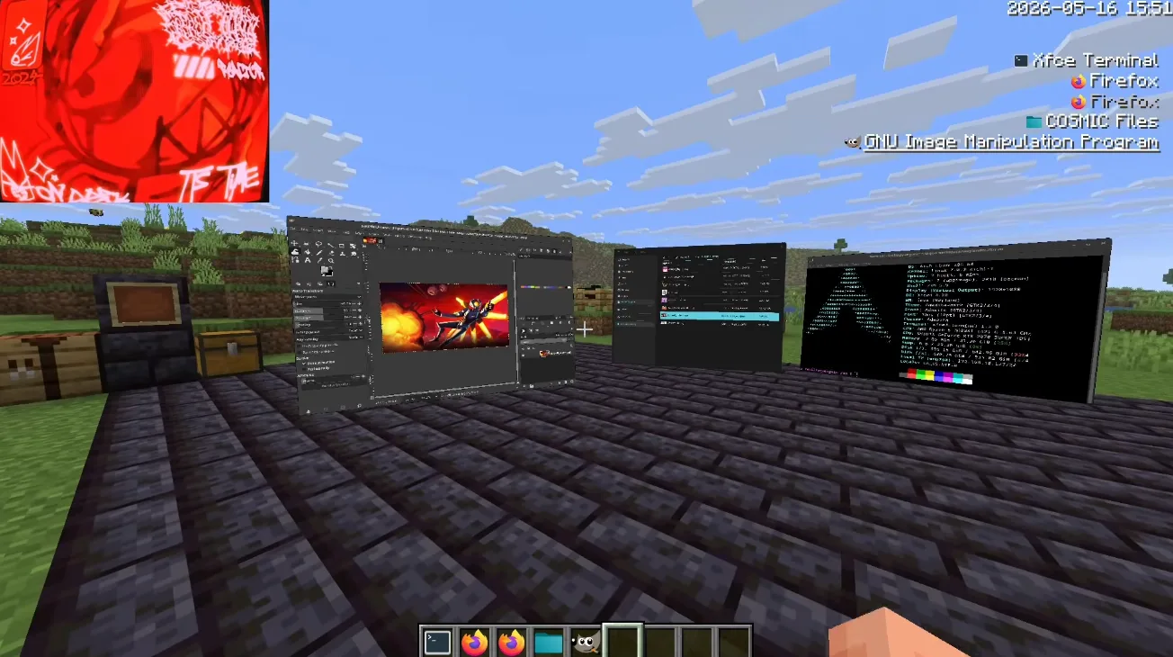 Un modder ha logrado añadir un compositor Wayland completamente funcional dentro del juego Minecraft