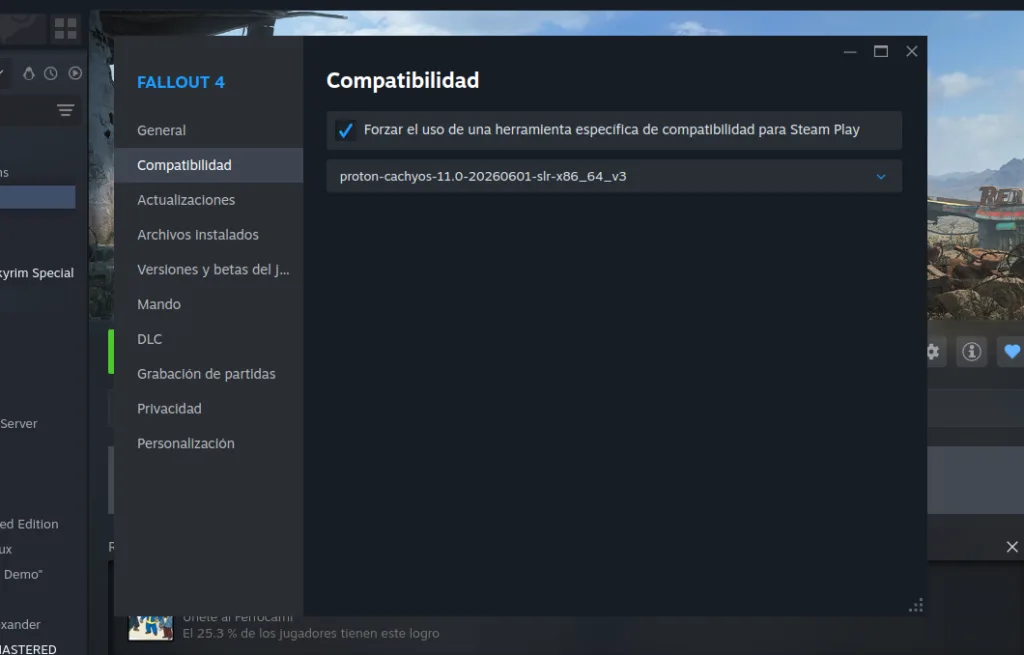 Así se hace para instalar proton-cachyos en Steam para fedora u otra distro diferente de cachyOS de forma rápida y fácil