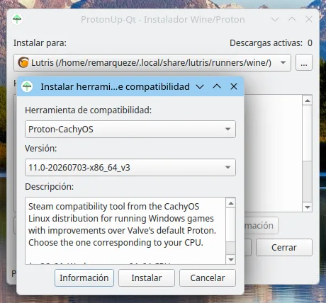 Ha llegado la nueva versión de proton-cachyos 11.0-20260703 añadiendo importantes correcciones y mejoras menores.